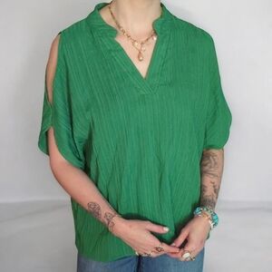 SHEIN Green Cut-Out Blouse